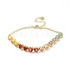 Colorful Cubic Zirconia Heart Link Bracelet BJEW-E073-02G-1