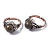 Adjustable Natural & Synthetic Gemstone Round Finger Rings RJEW-T020-01R-3
