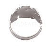 304 Stainless Steel Monstera Leaf Open Cuff Rings for Women RJEW-G285-68P-3