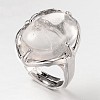 Adjustable Oval Gemstone Wide Band Rings RJEW-L062-01D-1