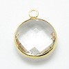 Golden Tone Brass Glass Pendants GLAA-J018B-G-3