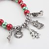 Christmas Glass Beads Stretch Charm Bracelets X-BJEW-JB03085-2