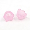 Chunky Pink Transparent Frosted Tulip Flower Acrylic Bead Caps X-PL543-4-1