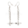 Curb Chains with Brass Charm Long Dangle Earrings EJEW-JE04963-02-2