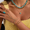 304 Stainless Steel Pave Synthetic Turquoise Link Ring Bracelets VX6527-2