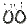 10mm Round Natural Kambaba Jasper Braided Bead Bracelets BJEW-C067-01C-21-1