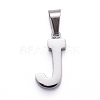 Non-Tarnish 304 Stainless Steel Letter Pendants STAS-H127-J-P-1