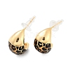 Brass Enamel Stud Earrings EJEW-P301-12G-4