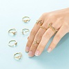 9Pcs 9 Style Brass Micro Pave Clear Cubic Zirconia Cuff Rings RJEW-LS0001-47G-6