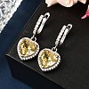 925 Sterling Silver Micro Pave Cubic Zirconia Dangle Hoop Earrings EJEW-F371-01C-02-5