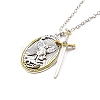 Two Tone Sword and Oval Shield Pendant Necklace NJEW-I113-09P-1