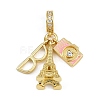 Rack Plating Brass Clear Cubic Zirconia & Enamel European Dangle Charms KK-U035-28G-1