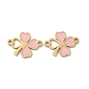 304 Stainless Steel Pink Enamel Shamrock Connector Charms STAS-I322-62G-1