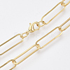 Brass Flat Oval Paperclip Chain Necklace Making MAK-S072-08B-G-1