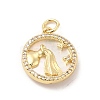 Brass Clear Cubic Zirconia with Shell Pendants KK-G450-02G-04-1