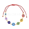 Adjustable Handmade Evil Eye Lampwork Beads Braided Bead Bracelets for Men Women BJEW-JB12485-02-2