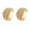 C-Shaped with Round Brass Micro Pave Clear Cubic Zirconia Cuff Earrings EJEW-L316-01G-02-4