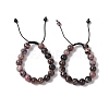 10mm Round Natural Rhodonite Braided Bead Bracelets BJEW-C067-01C-13-1