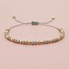 Glass & Brass Round Beads Braided Bead Bracelets RD6595-14-1