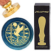 Brass Wax Seal Stamps with Wood Handle AJEW-WH0412-0190-1