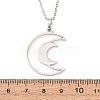 304 Stainless Steel Double Hollow Moon Pendant Cable Chain Necklaces for Men Women NJEW-K308-01E-P-5
