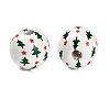 Christmas Printed Schima Wood European Beads WOOD-G024-02C-2