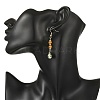 Natural Amber & Abalone Shell/Paua Shell Beads Dangle Earrings EJEW-JE07315-01-2