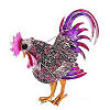 Rhinestone Rooster Brooch Pin ZODI-PW0001-123C-1