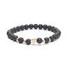 9Pcs 9 Style Bear & Cross & Moon & Crown & Heart & Butterfly Brass Beaded Stretch Bracelets Set BJEW-JB08905-3