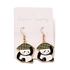 Panda Enamel Dangle Earrings for Women EJEW-Z015-14-3