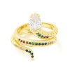 Colorful Cubic Zirconia Snake Wrapped Stackable Open Cuff Ring for Women ZIRC-P096-28G-2