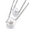 304 Stainless Steel Two-tiered Pendant Necklaces NJEW-H497-01-2