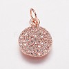 Brass Cubic Zirconia Charms KK-P134-25-2