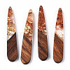 Transparent Resin & Walnut Wood Pendants RESI-N039-69D-1
