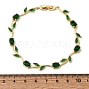 Leaf Brass Micro Pave Cubic Zirconia Link Chain Bracelets for Women BJEW-D455-01G-06-5