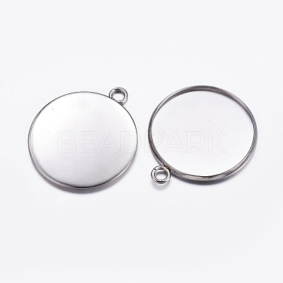 Tarnish Resistant 304 Stainless Steel Pendant Cabochon Settings X-STAS-K146-054-25mm-1