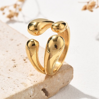 304 Stainless Steel Teardrop Cuff Rings RJEW-Q012-04G-1