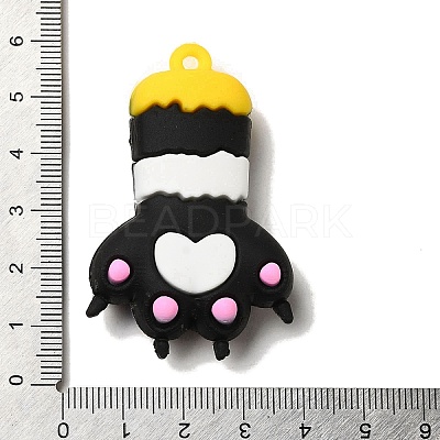 Cat Paw Print PVC Plastic Cartoon Big Pendants PVC-G005-02C-1