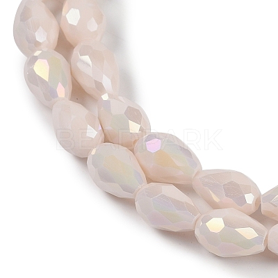Opaque Solid Color Electroplate Glass Beads Strands EGLA-N013-P6mm-B08-1