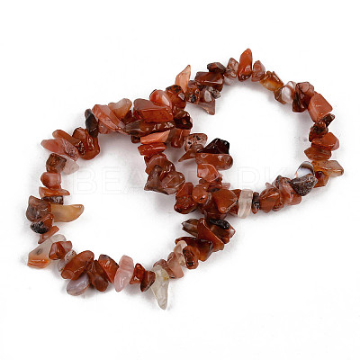 Unisex Chip Natural Carnelian/Red Agate Beaded Stretch Bracelets BJEW-S143-01-1