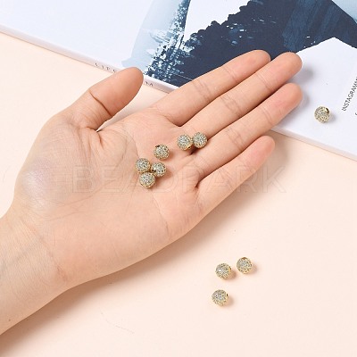 Brass Cubic Zirconia Beads ZIRC-F001-31G-1