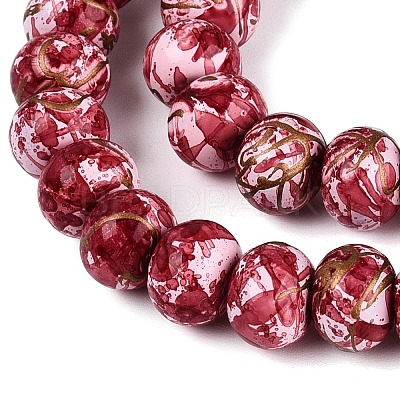 Opaque Baking Paint Glass Beads Strands GLAA-Q110-03A-16-1