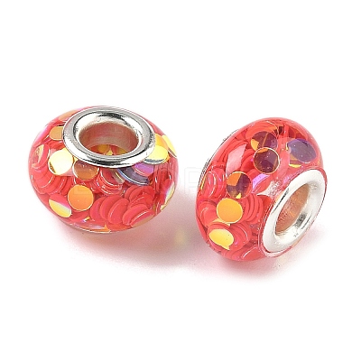 Transparent Resin Rondelle European Beads RESI-S023-19-1