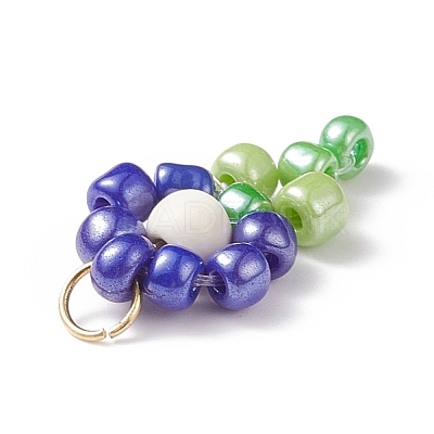 Glass Seed Beaded Pendants PALLOY-JF01825-1