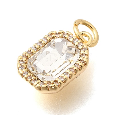 Brass Micro Pave Cubic Zirconia and Glass Pendants KK-N289-14G-01-1