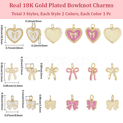 6Pcs 6 Styles Rack Plating Brass Enamel Charms KK-BBC0021-43-1