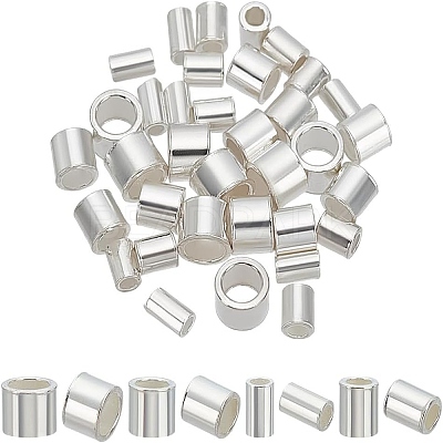 100Pccs 4 Styles 925 Sterling Silver Tube Beads STER-AR0001-06-1