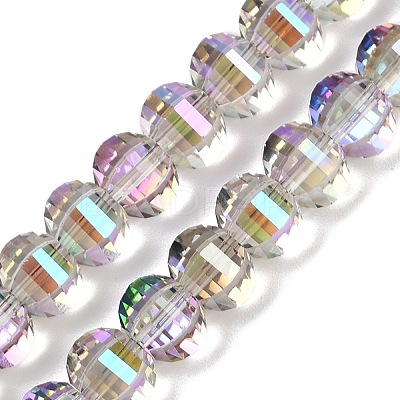 Electroplate Transparent Glass Beads Strands EGLA-B011-08A-HR03-1