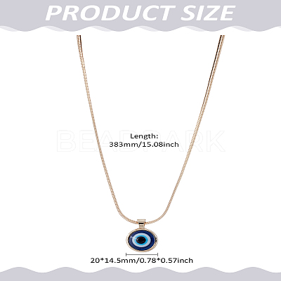 1Pc Blue Evil Eye Resin Pendant Alloy Flat Snake Chain Necklaces for Women Men NJEW-LP0003-25KCG-1