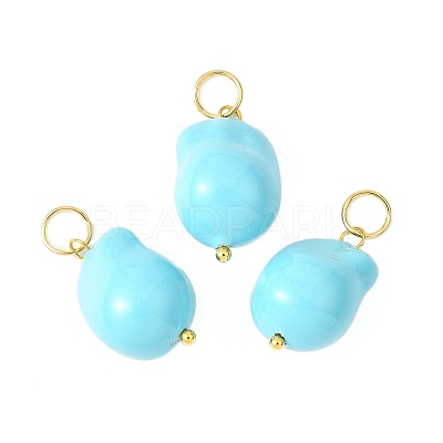 Electroplated Glass Imitation Pearl Pendants PALLOY-JF04579-04-1